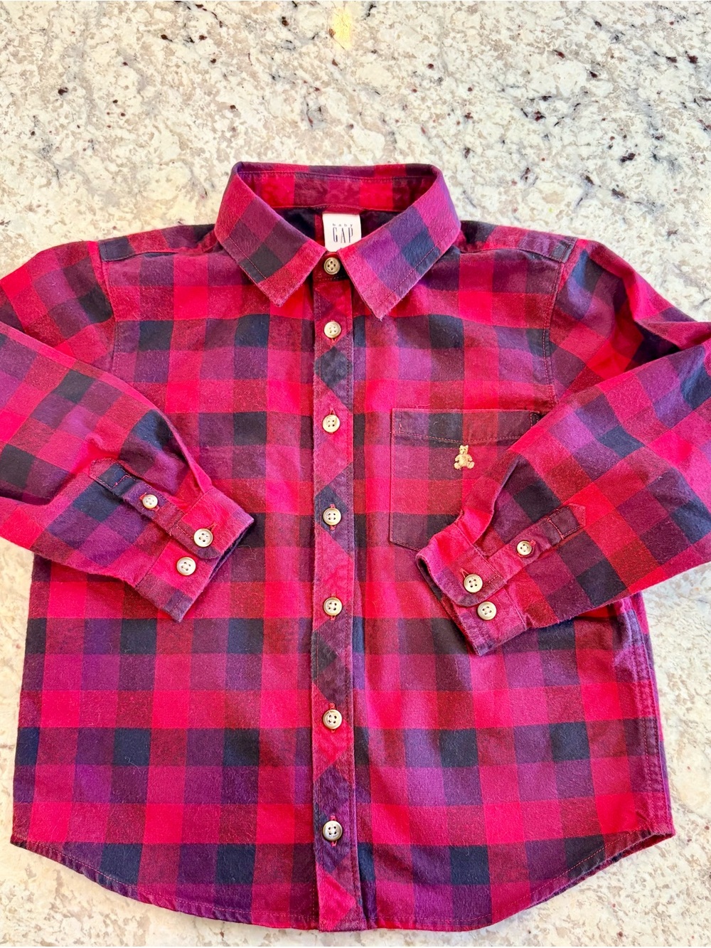 GAP Kids Red & Black Plaid Button-Down Shirt